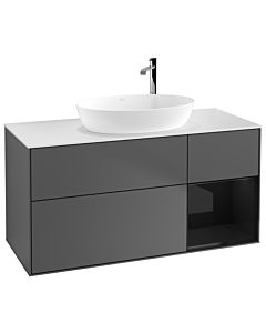 Villeroy und Boch Finion Villeroy und Boch Finion F951PHGK 120cm, cover plate white matt, shelves glossy black lacquer, anthracite matt
