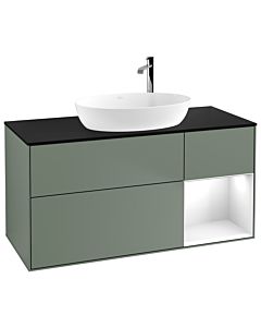 Villeroy und Boch Finion Villeroy und Boch Finion F952GFGM 120cm, cover plate black matt, shelves Glossy white lacquer, Olive Matt Lacquer
