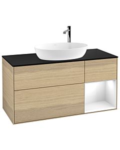 Villeroy und Boch Finion Villeroy und Boch Finion F952GFPC 120cm, cover plate black matt, shelves Glossy white lacquer, Oak Veneer