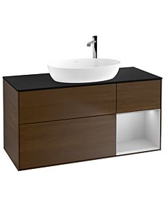 Villeroy und Boch Finion Villeroy und Boch Finion F952GJGN 120cm, cover plate black matt, shelves light gray matt lacquer, walnut veneer