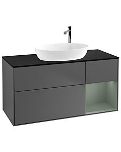 Villeroy und Boch Finion Villeroy und Boch F952GMGK 120cm, plaque de recouvrement noir mat, étagères laqué olive mat, anthracite mat