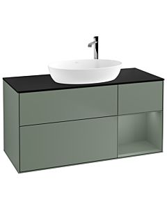 Villeroy und Boch Finion Villeroy und Boch Finion F952GMGM 120cm, cover plate black matt, shelves olive matt lacquer, Olive Matt Lacquer