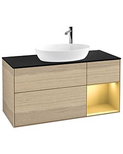 Villeroy und Boch Finion Villeroy und Boch Finion F952HFPC 120cm, cover plate black matt, shelves gold matt lacquer, Oak Veneer