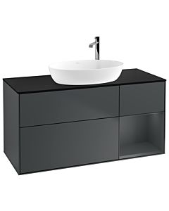 Villeroy und Boch Finion Waschtischunterschrank F952HGHG 120cm, Abdeckplatte black matt, Regale Midnight matt lacquer, Midnight Blue Matt Lacquer