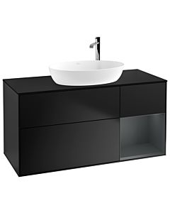Villeroy und Boch Finion Waschtischunterschrank F952HGPD 120cm, Abdeckplatte black matt, Regale Midnight matt lacquer, Black matt lacquer