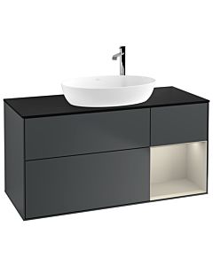 Villeroy und Boch Finion Villeroy und Boch F952HHHG 120cm, plaque de finition noir mat, étagères laqué sable sable, Midnight Blue Matt Lacquer