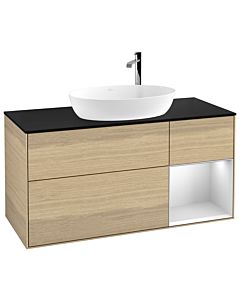 Villeroy und Boch Finion Villeroy und Boch Finion F952MTPC 120cm, cover plate black matt, shelves white matt lacquer, Oak Veneer