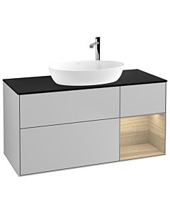 Villeroy und Boch Finion Villeroy und Boch F952PCGJ 120cm, plaque de recouvrement noir mat, étagères Oak Veneer , gris clair mat