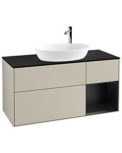 Villeroy und Boch Finion Waschtischunterschrank F952PDHH 120cm, Abdeckplatte black matt, Regale Black matt lacquer, Sand Matt Lacquer
