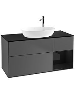 Villeroy und Boch Finion Villeroy und Boch Finion F952PHGK 120cm, cover plate black matt, shelves glossy black lacquer, anthracite matt