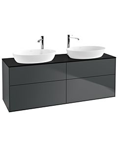 Villeroy und Boch Finion Waschtischunterschrank F96200HG 160x60,3cm, Abdeckplatte black matt, Midnight Blue Matt Lacquer