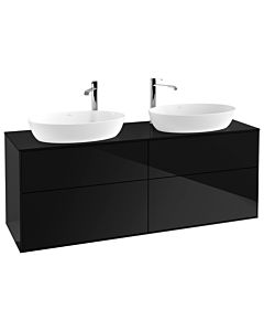 Villeroy und Boch Finion Waschtischunterschrank F96200PH 160x60,3cm, Abdeckplatte black matt, Glossy Black Lacquer