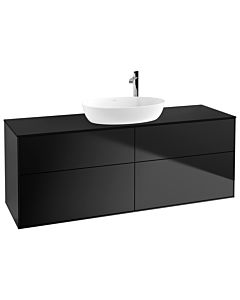 Villeroy und Boch Finion Waschtischunterschrank F97200PD 160x60,3cm, Abdeckplatte black matt, Black matt lacquer