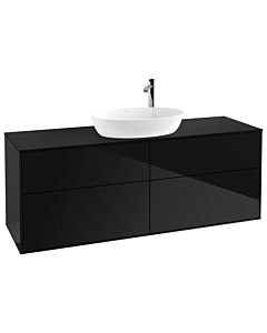 Villeroy und Boch Finion Waschtischunterschrank F97200PH 160x60,3cm, Abdeckplatte black matt, Glossy Black Lacquer