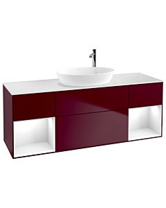 Villeroy und Boch Finion Villeroy und Boch F981GFHB 160cm, plaque de recouvrement blanc mat, étagères Laque blanche brillante, Peony Matt