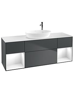Villeroy und Boch Finion Villeroy und Boch F981GFHG 160cm, couvercle blanc mat, étagères Laque blanc brillant, Midnight Blue Matt Lacquer