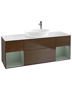 Villeroy und Boch Finion Villeroy und Boch F981GMGN 160cm, plateau blanc mat, étagères laquées mat, placage noyer