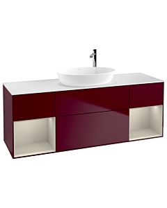 Villeroy und Boch Finion Villeroy und Boch F981HHHB 160cm, plaque de recouvrement blanc mat, étagères sable laqué mat, Peony Matt