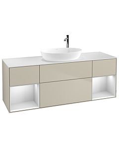 Villeroy und Boch Finion Villeroy und Boch F981MTHH 160cm, plaque de finition blanc mat, étagères laqué blanc mat, Sand Matt Lacquer