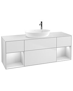 Villeroy und Boch Finion Waschtischunterschrank F981MTMT 160cm, Abdeckplatte white matt, Regale White matt lacquer, White matt lacquer