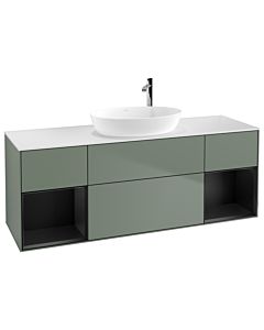 Villeroy und Boch Finion Villeroy und Boch Finion F981PDGM 160cm, cover plate white matt, shelves black matt lacquer, Olive Matt Lacquer