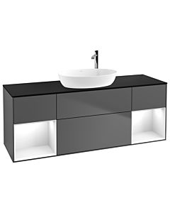 Villeroy und Boch Finion Villeroy und Boch Finion F982GFGK 160cm, cover plate black matt, shelves Glossy white lacquer, anthracite matt
