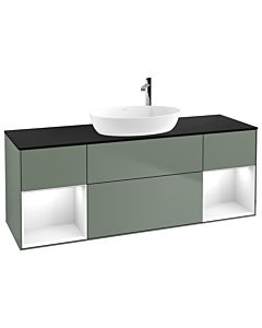 Villeroy und Boch Finion Villeroy und Boch Finion F982GFGM 160cm, cover plate black matt, shelves Glossy white lacquer, Olive Matt Lacquer