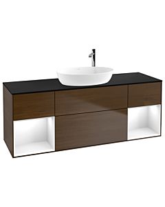 Villeroy und Boch Finion Villeroy und Boch Finion F982GFGN 160cm, cover plate black matt, shelves Glossy white lacquer, walnut veneer