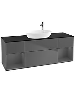 Villeroy und Boch Finion Villeroy und Boch F982GKGK 160cm, plateau noir mat, étagères laqué anthracite mat, anthracite mat