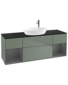 Villeroy und Boch Finion Villeroy und Boch F982GKGM 160cm, plaque de finition noir mat, étagères laqué anthracite mat, Olive Matt Lacquer