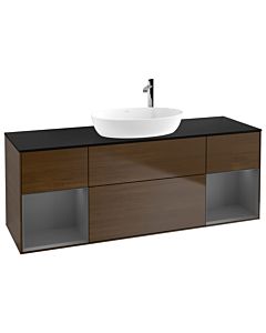 Villeroy und Boch Finion Villeroy und Boch Finion F982GKGN 160cm, cover plate black matt, shelves anthracite matt lacquer, walnut veneer