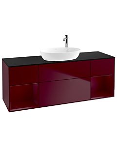 Villeroy und Boch Finion Villeroy und Boch F982HBHB 160cm, plaque de recouvrement noir mat, étagères Peony laqué mat, Peony Matt