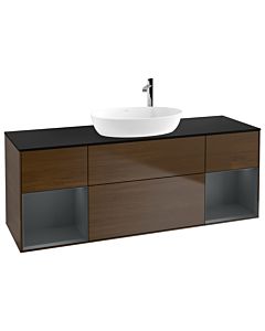 Villeroy und Boch Finion Villeroy und Boch Finion F982HGGN 160cm, cover plate black matt, shelves midnight matt lacquer, walnut veneer