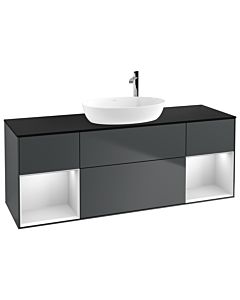 Villeroy und Boch Finion Villeroy und Boch Finion F982MTHG 160cm, cover plate black matt, shelves white matt lacquer, midnight Blue Matt Lacquer