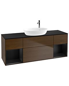 Villeroy und Boch Finion Villeroy und Boch Finion F982PDGN 160cm, cover plate black matt, shelves black matt lacquer, walnut veneer