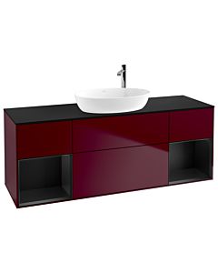 Villeroy und Boch Finion Villeroy und Boch F982PDHB 160cm, plaque de finition noir mat, étagères laqué noir mat, Peony Matt