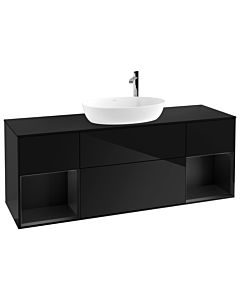 Villeroy und Boch Finion Villeroy und Boch F982PDPH 160cm, plaque de finition noir mat, étagères laqué noir mat, Glossy Black Lacquer