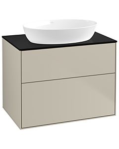 Villeroy und Boch Finion Waschtischunterschrank F99200HH 80x60,3cm, Abdeckplatte black matt, Sand Matt Lacquer
