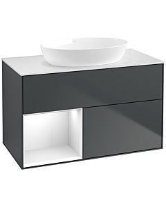 Villeroy und Boch Finion Villeroy und Boch Finion FA11GFHG 100cm, cover plate white matt, shelves Glossy white lacquer, Midnight Blue Matt Lacquer