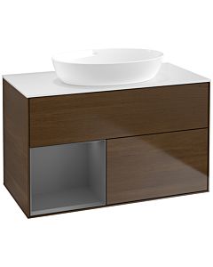 Villeroy und Boch Finion Villeroy und Boch Finion FA11GKGN 100cm, cover plate white matt, shelves anthracite matt lacquer, walnut veneer