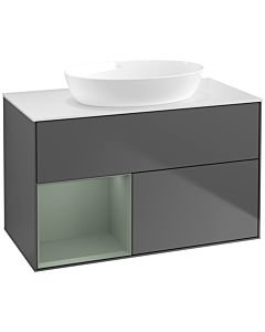 Villeroy und Boch Finion Villeroy und Boch Finion FA11GMGK 100cm, cover plate white matt, shelves olive matt lacquer, anthracite matt
