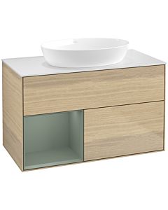 Villeroy und Boch Finion Villeroy und Boch Finion FA11GMPC 100cm, cover plate white matt, shelves olive matt lacquer, Oak Veneer
