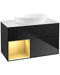 Villeroy und Boch Finion Villeroy und Boch Finion FA11HFPD 100cm, cover plate white matt, shelves gold matt lacquer, black matt lacquer