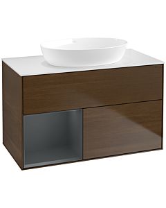 Villeroy und Boch Finion Villeroy und Boch Finion FA11HGGN 100cm, cover plate white matt, shelves midnight matt lacquer, walnut veneer