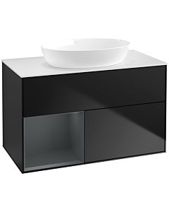 Villeroy und Boch Finion Villeroy und Boch Finion FA11HGPD 100cm, cover plate white matt, shelves midnight matt lacquer, black matt lacquer