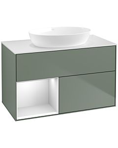 Villeroy und Boch Finion Villeroy und Boch Finion FA11MTGM 100cm, cover plate white matt, shelves white matt lacquer, Olive Matt Lacquer