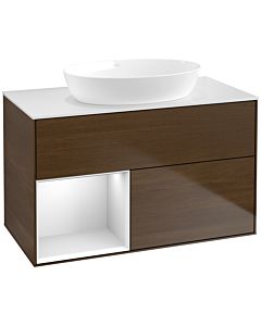 Villeroy und Boch Finion Villeroy und Boch Finion FA11MTGN 100cm, cover plate white matt, shelves white matt lacquer, walnut veneer