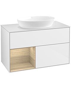 Villeroy und Boch Finion Villeroy und Boch Finion FA11PCGF 100cm, cover plate white matt, shelves Oak Veneer , glossy white lacquer