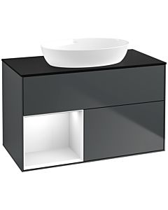Villeroy und Boch Finion Villeroy und Boch Finion FA12GFHG 100cm, cover plate black matt, shelves Glossy white lacquer, Midnight Blue Matt Lacquer