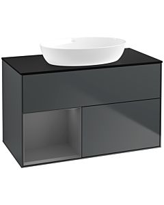Villeroy und Boch Finion Villeroy und Boch Finion FA12GKHG 100cm, cover plate black matt, shelves anthracite matt lacquer, midnight Blue Matt Lacquer